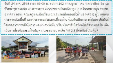 Photo of กิจกรรมรณรงค์งดการเผาเศษวัชพืช หรือการทำการอื่นที่ก่อให้เกิดหมอกควัน เพื่อป้องกันและแก้ไขปัญหาฝุ่นละอองขนาดเล็ก PM2.5