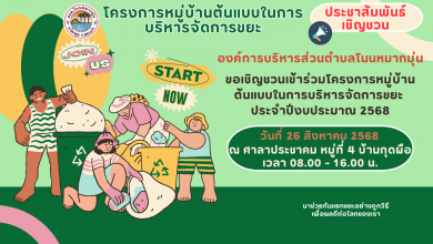 Photo of ประชาสัมพันธ์เชิญชวนเข้าร่วมโครงการหมู่บ้านต้นแบบในการบริหารจัดการขยะ